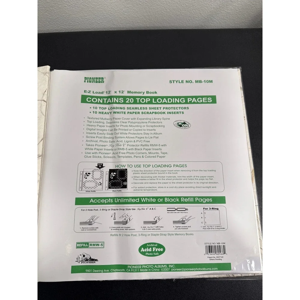 Pioneer E-Z Load 12x12 Memory Book Mulberry Paper Scrapbook MB-10M NEW